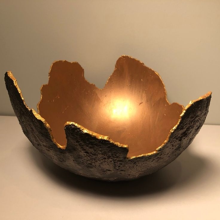 Elegant Large Organic Gold Centerpiece Bowl