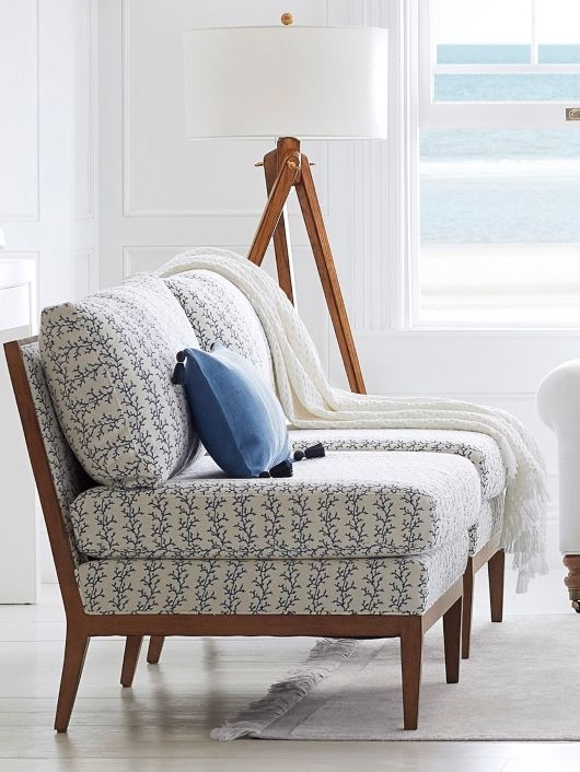 Elegant Mid-Century Modern Slipper Chairs with Patterned Upholstery