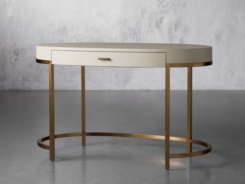 Elegant Modern Desk with Gold Metal Frame