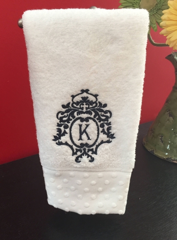 Elegant Monogrammed Hand Towel for Powder Room