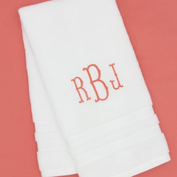 Elegant Monogrammed White Hand Towel for Powder Room
