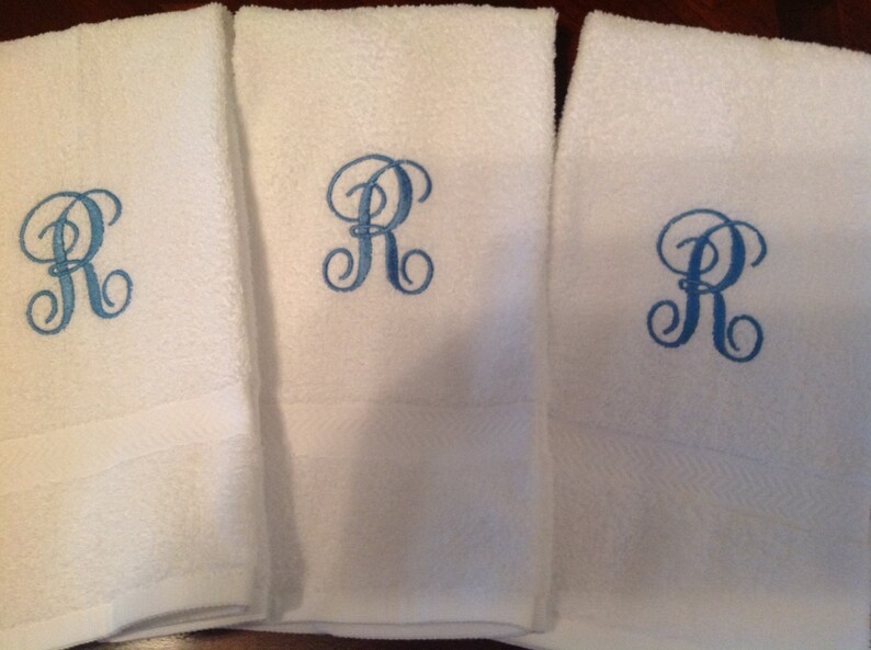 Elegant Monogrammed White Hand Towels for Powder Room