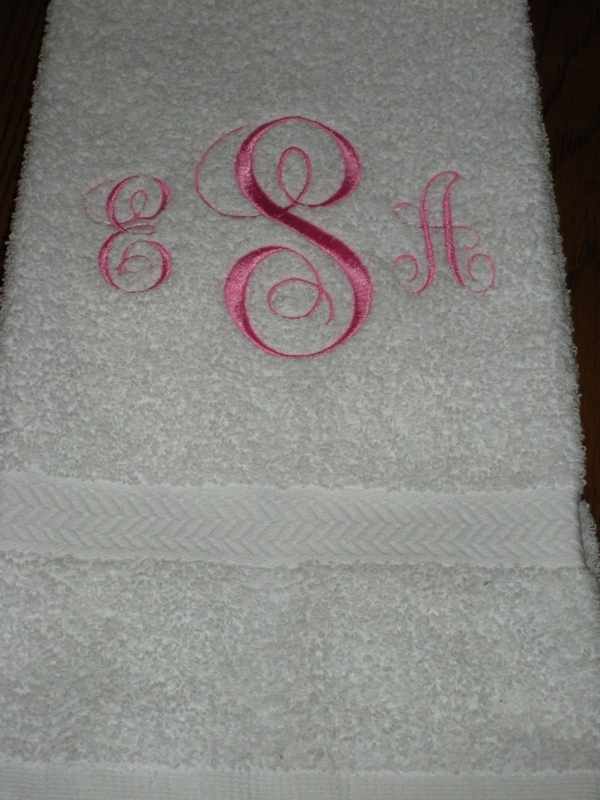Elegant Monogrammed White Powder Room Towel