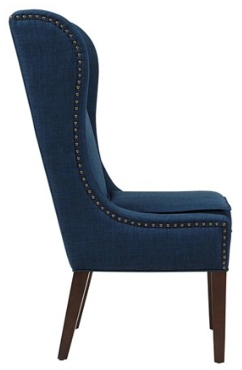 Elegant Navy Blue Wingback Dining Chair