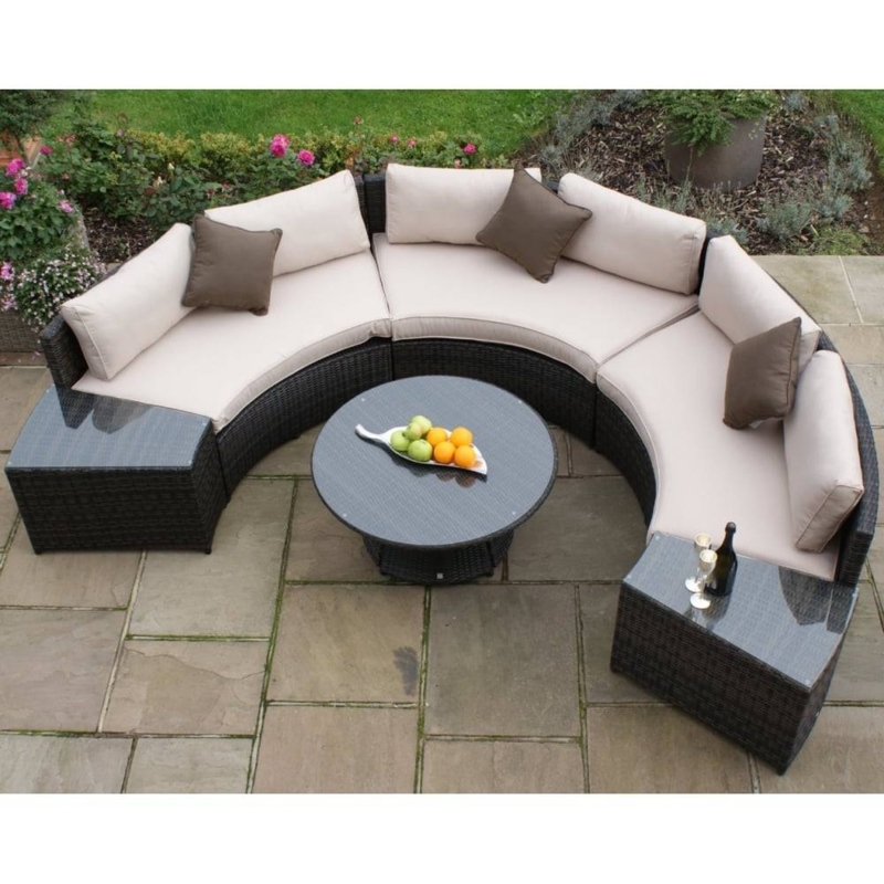Elegant Outdoor Half Moon Sofa Set with Cushions