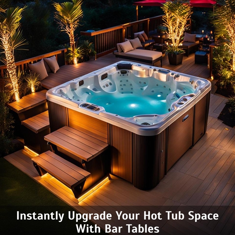 Elegant Outdoor Hot Tub with Ambient Lighting