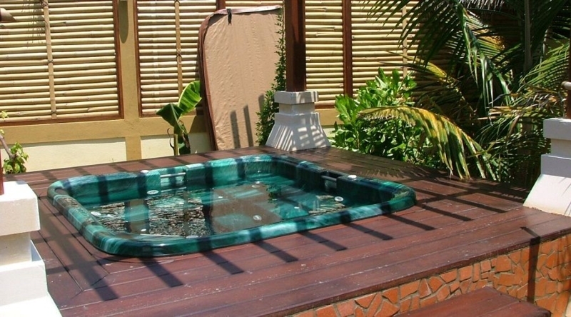 Elegant Outdoor Hot Tub with Wooden Decking
