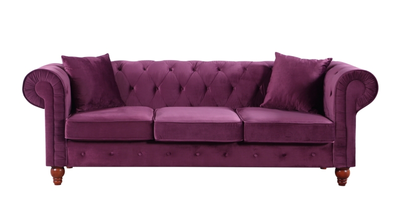 Elegant Purple Velvet Chesterfield Sofa Design