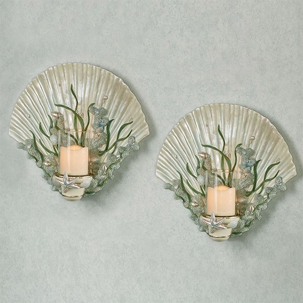 Elegant Seashell Wall Candle Holders for Coastal Decor
