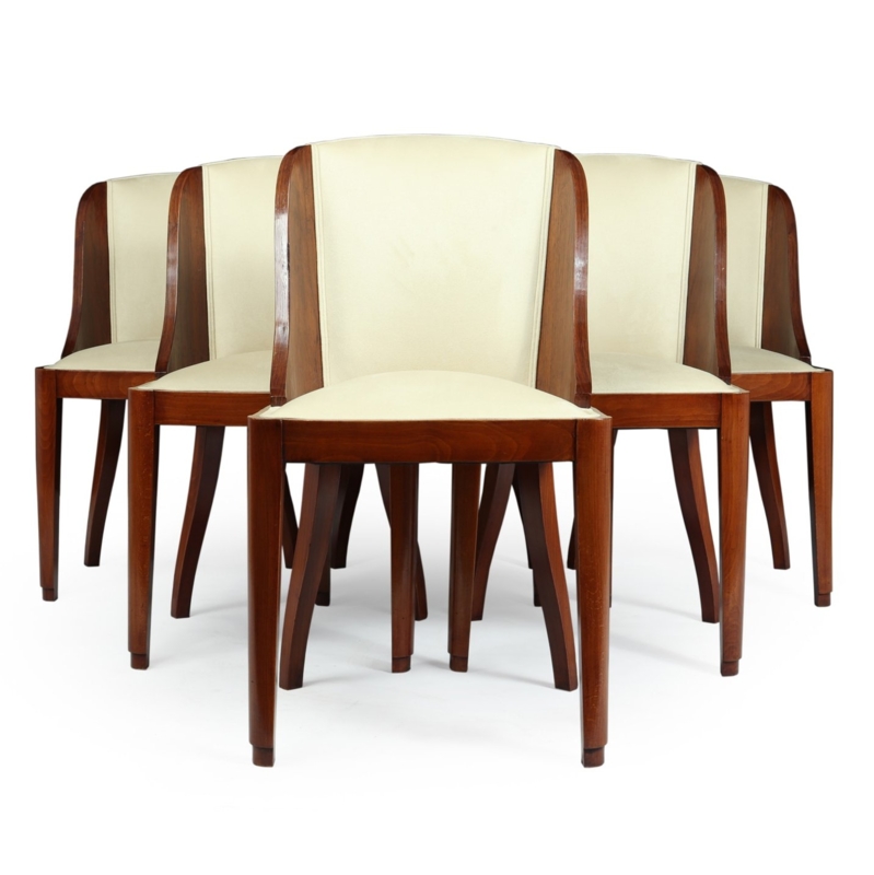 Elegant Set of 6 French Art Deco Dining Chairs