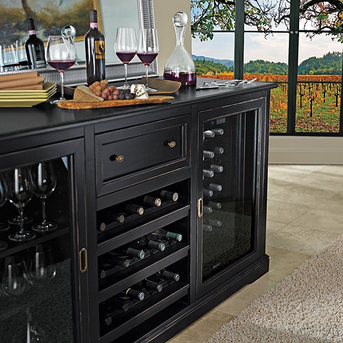 Elegant Siena Wine Credenza with Built-In Refrigerator