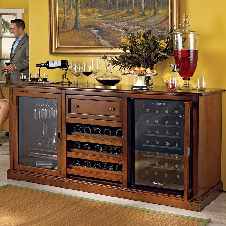Elegant Siena Wine Credenza with Touchscreen Refrigerator
