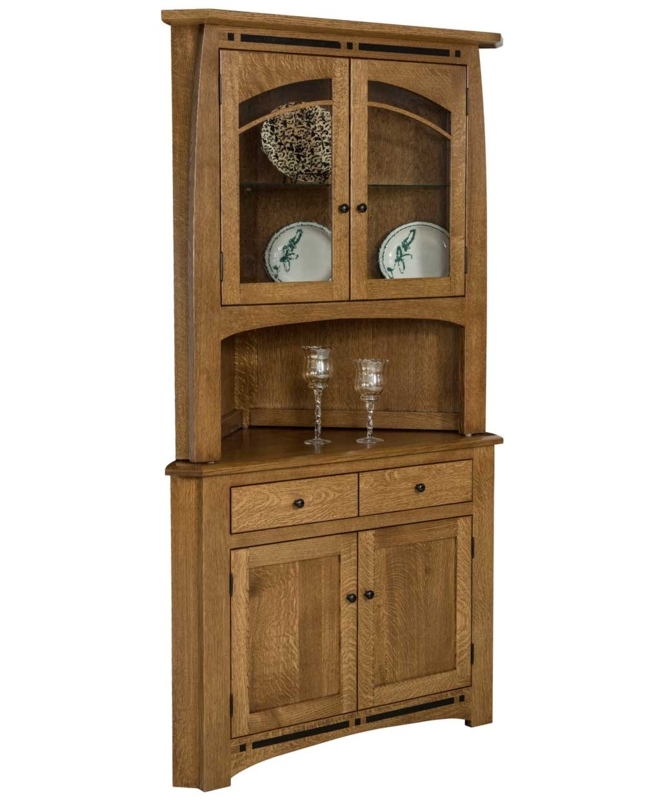 Elegant Solid Wood Corner Hutch Cabinet