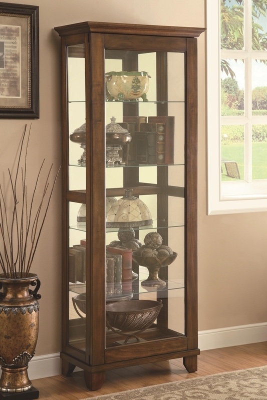 Elegant Solid Wood Glass Curio Display Cabinet