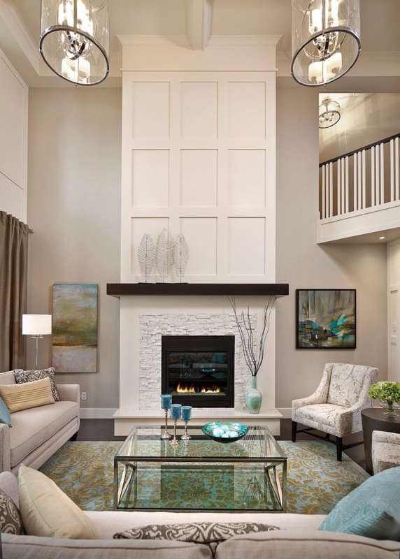 Elegant Tall Fireplace Mantel with Modern Decor