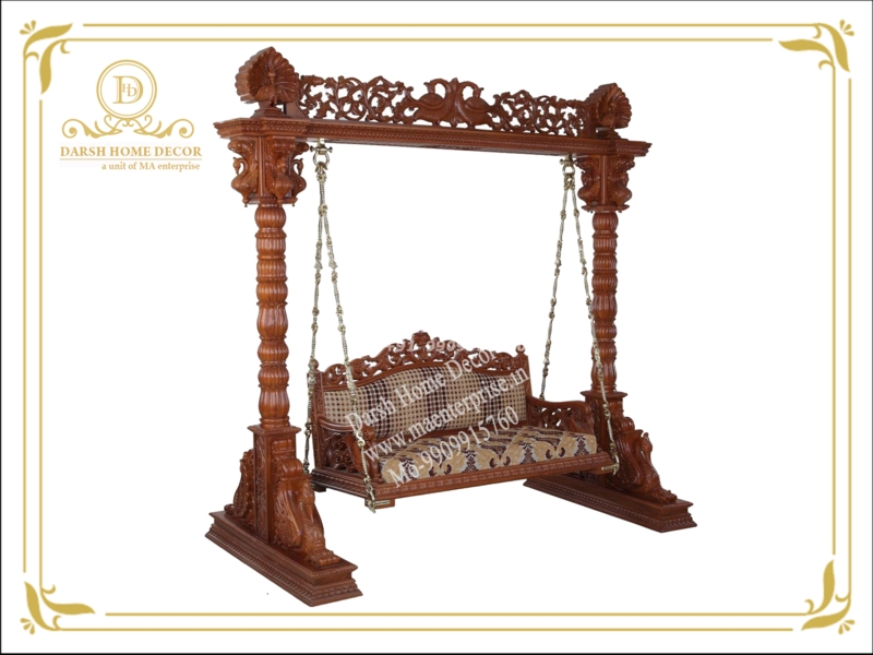 Elegant Traditional Indian Wooden Swing for Home