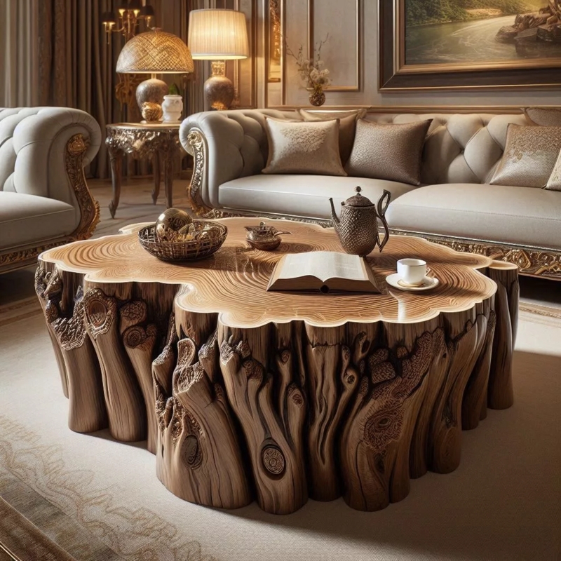Elegant Tree Trunk Coffee Table for Luxurious Living Room