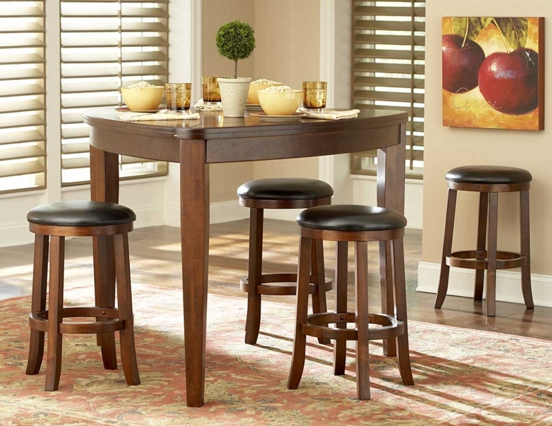 Elegant Triangle Dining Table with Matching Stools