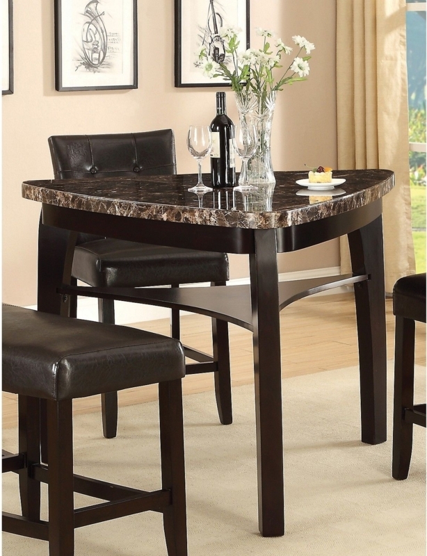 Elegant Triangular Marble Dining Table with Bench Seating