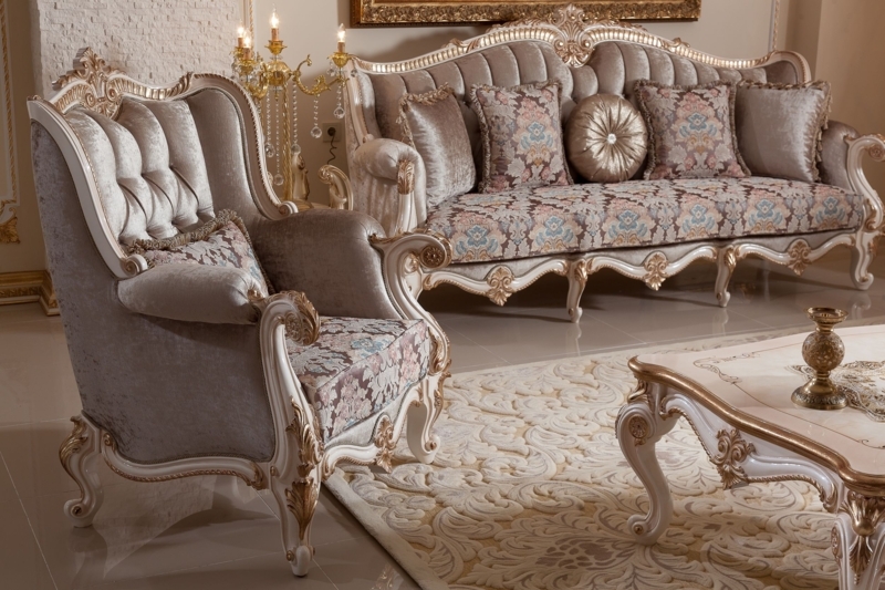 Elegant Turkish Classic Sofa and Armchair Set