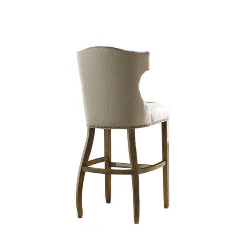 Elegant Upholstered Bar Stool with Wooden Legs