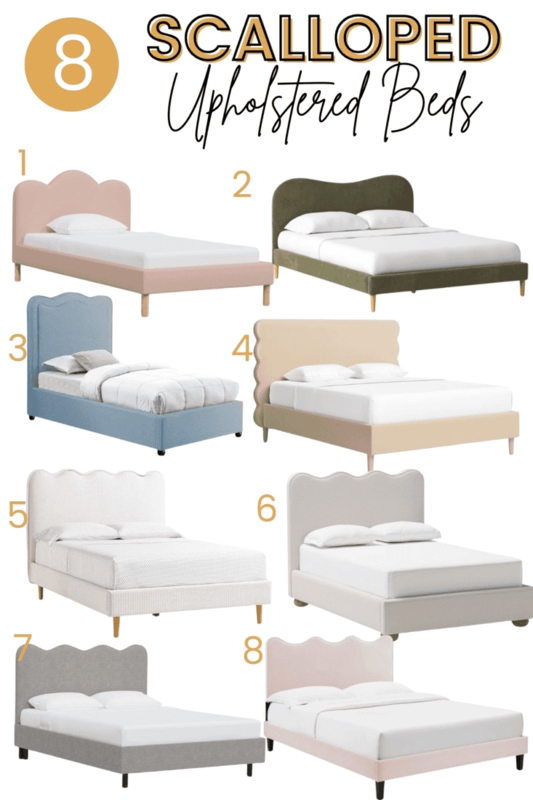 Elegant Upholstered Scalloped Wave Beds Collection