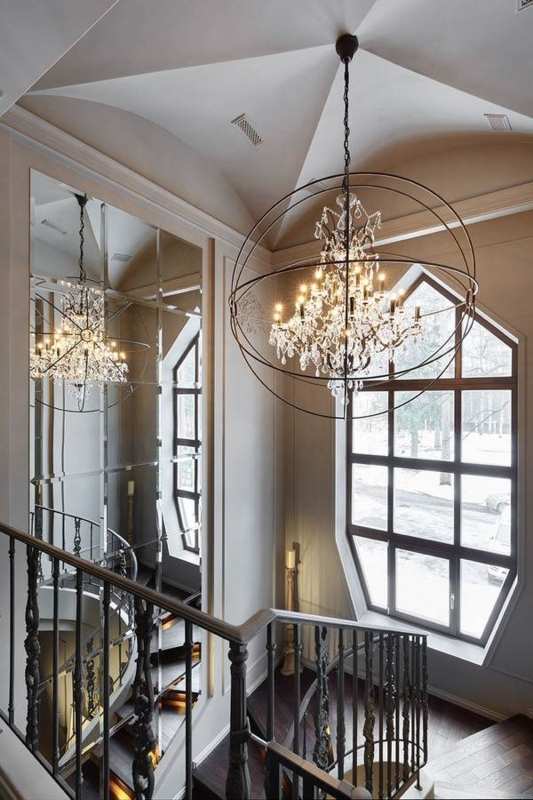 Elegant Vaulted Ceiling with Crystal Chandelier