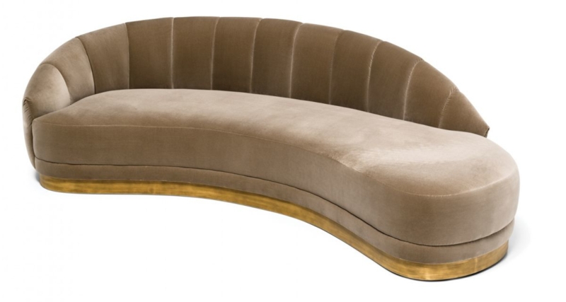 Elegant Velvet Half Moon Curved Sofa Design