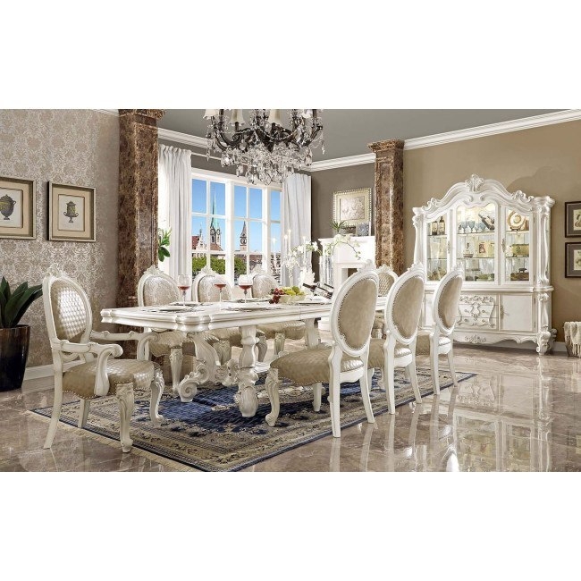 Elegant Versailles Bone White 120 Inch Dining Set