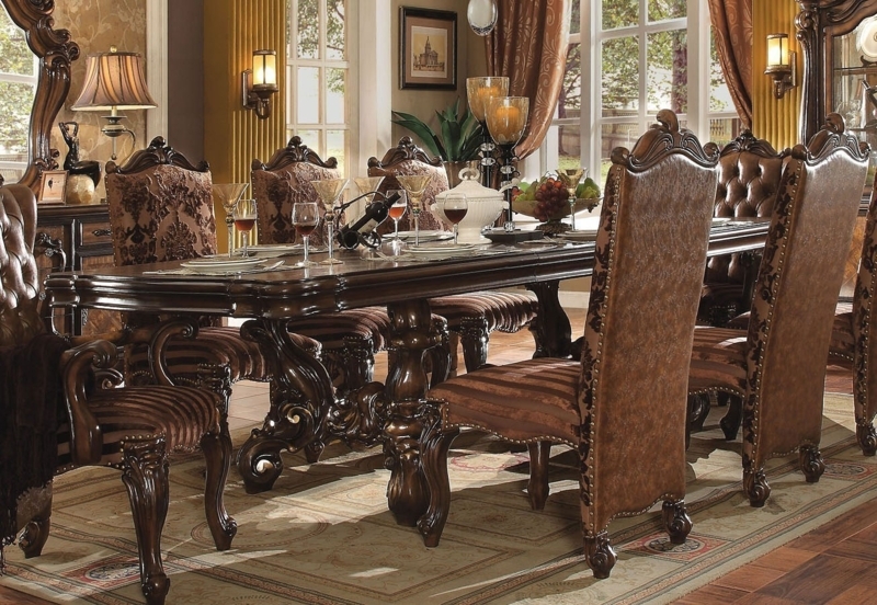 Elegant Versailles Cherry Oak 120-Inch Dining Table