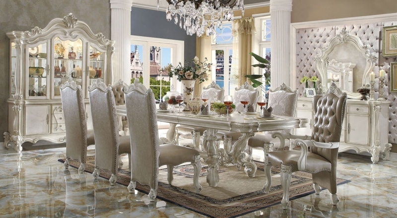 Elegant Versailles White 120 Inch Dining Room Set