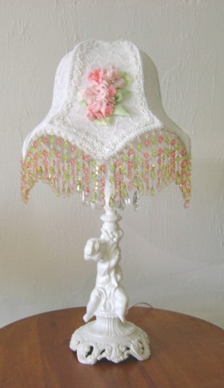 Elegant Victorian Style Lace and Beaded Lamp Shade
