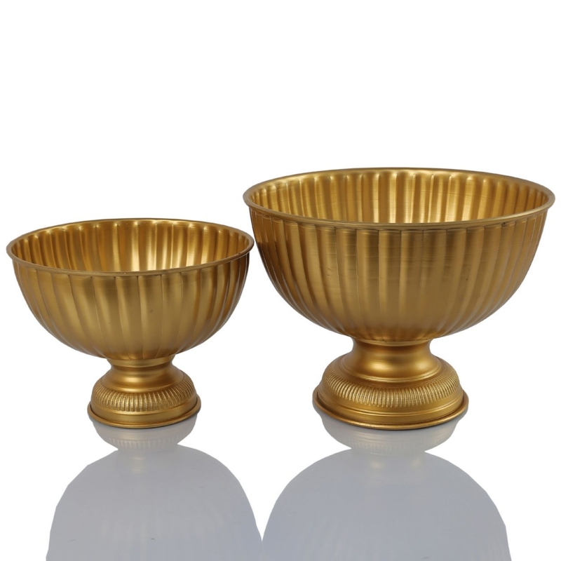 Elegant Vintage Gold Flower Compote Vase Centerpiece