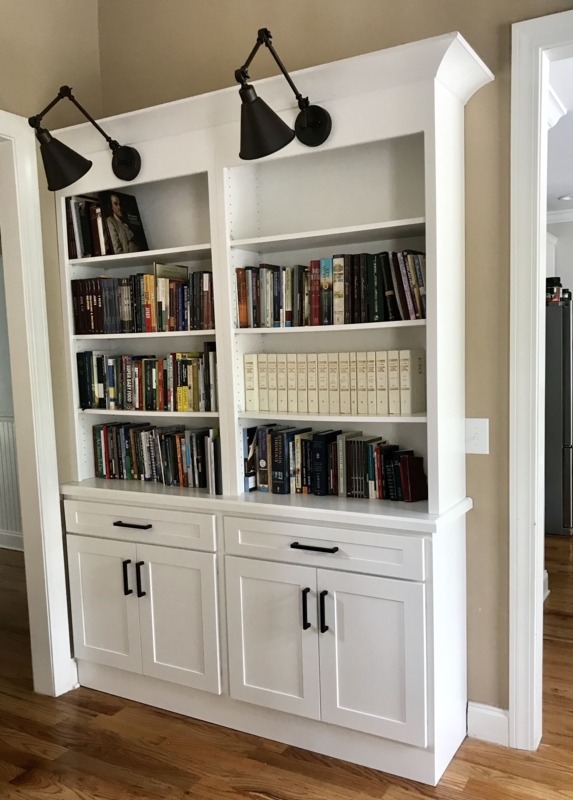 Elegant White Bookshelves with Storage Cabinets