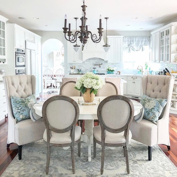 Elegant White Dining Room with Classic Chairs