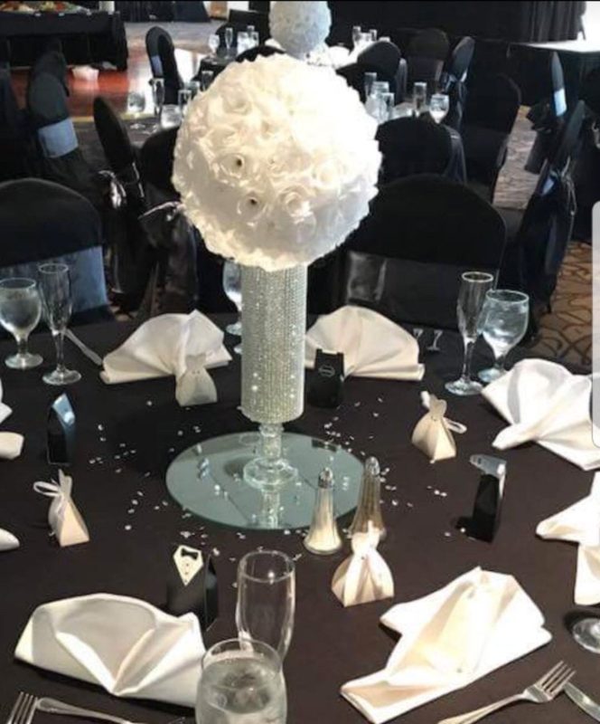 Elegant White Floral Tall Pedestal Wedding Centerpiece