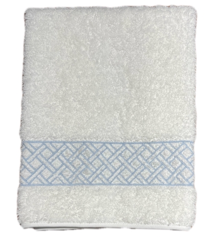 Elegant White Powder Room Hand Towels with Blue Detail
