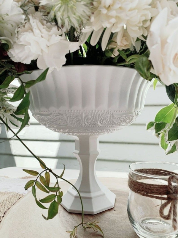 Elegant White Rustic Pedestal Wedding Vase