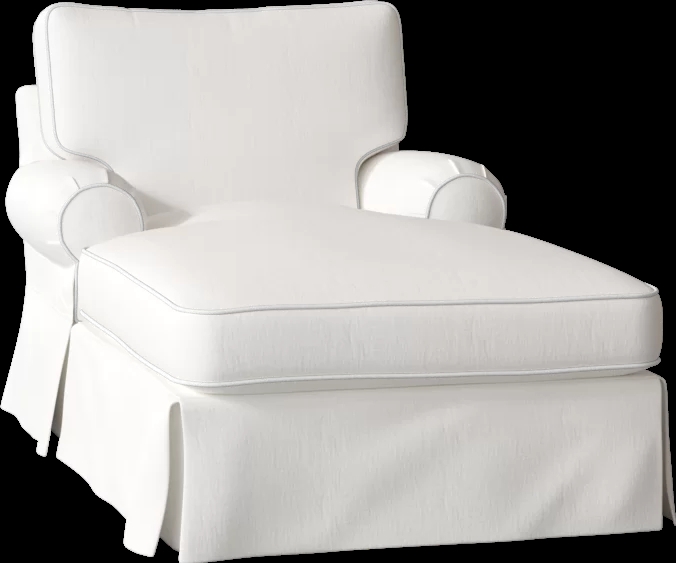 Elegant White Slipcovered Lily Chaise Lounge