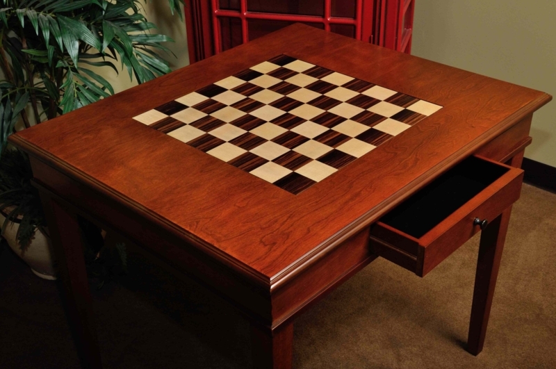 Elegant Wooden Chess Table with Storage Drawer