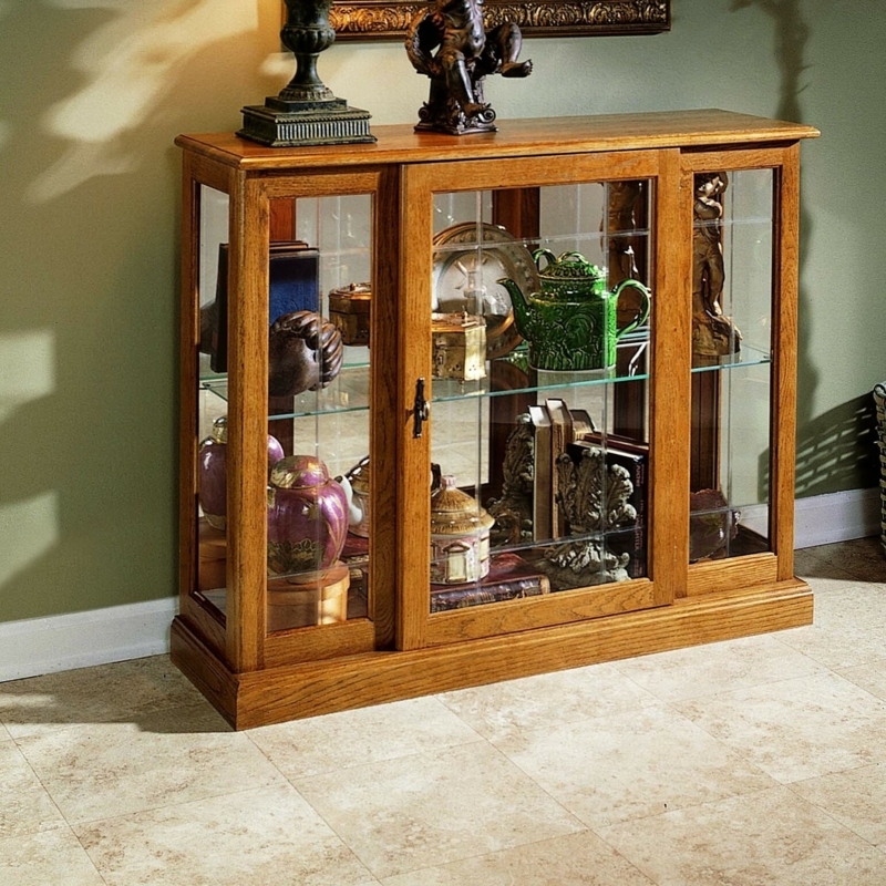 Elegant Wooden Console Curio Cabinet with Glass Doors