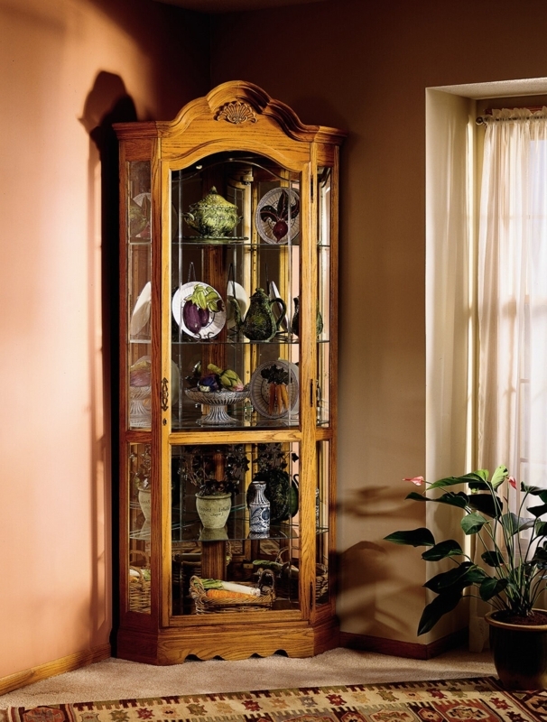 Elegant Wooden Corner China and Curio Cabinet