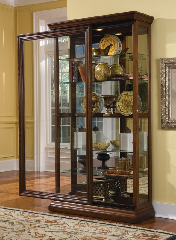 Elegant Wooden Glass Curio Cabinet with Sliding Doors