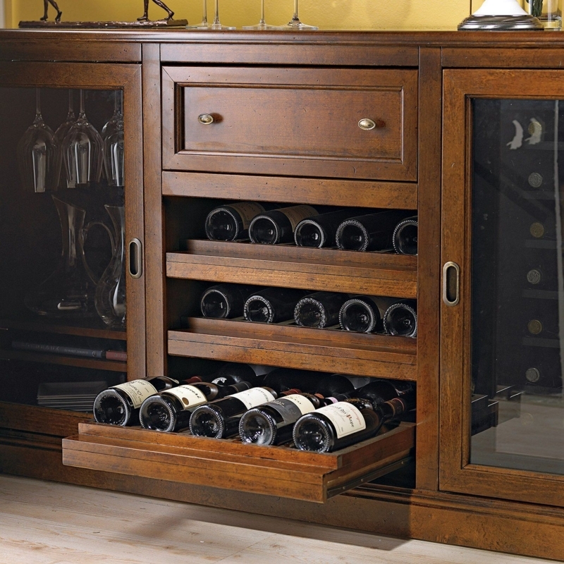 Elegant Wooden Siena Wine Credenza with Bottle Storage