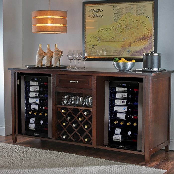 Elegant Wooden Wine Credenza with Refrigerators