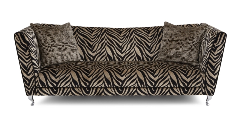 Elegant Zebra Print Sofa with Textured Cushions