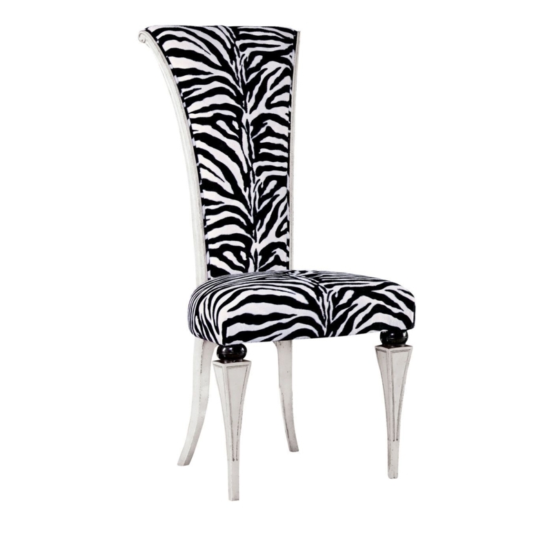 Elegant Zebra-Print Upholstered Dining Chair