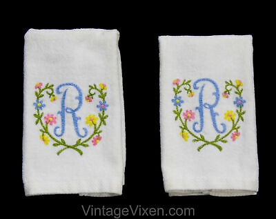 Embroidered Monogram Hand Towels for Powder Room