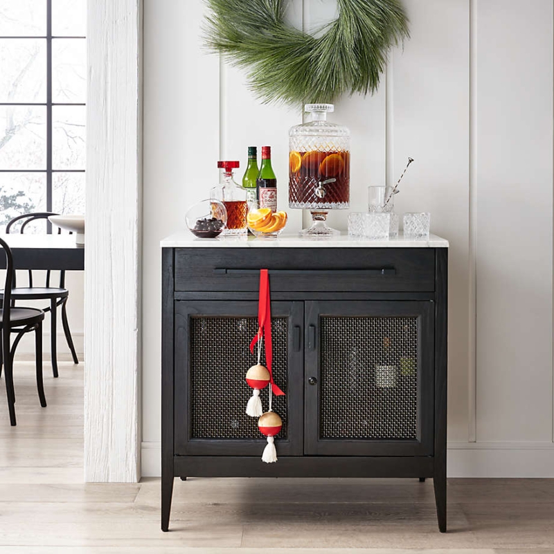 Enzo Small Marble Top Bar Cabinet with Storage
