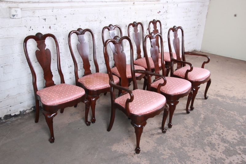 Ethan Allen Queen Anne Solid Cherry Dining Chairs Set